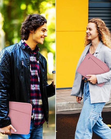 15.6 inch Laptop Case, Slim Computer Carrying Bag Protective Cover Briefcase with Front Pocket, Durable Laptop Sleeve for 15-16 Inch HP, Dell, Lenovo, Asus- Red Pink