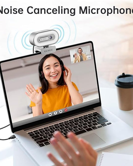 GUSGU G920 2K Quad HD Webcam for PC, Auto Focus, with Microphone & Light & Privacy Cover, Web Camera for Desktop Computer/Laptop/MacBook, USB Streaming Camera