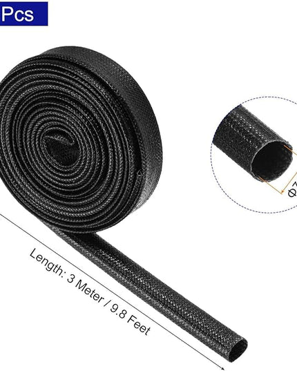 MECCANIXITY 5Pcs Wire Insulation Braid Fire Sleeve,9.8Ft-7mm ID Black, High Temp Silicone Coated Fiberglass Sleeving for Automotive Hose Lines Electrical Wiring