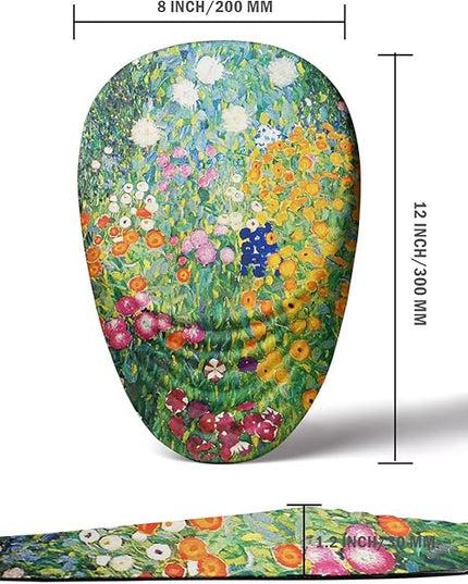 Mouse Pad, Cute Floral Mouse Pad with Wrist Rest Support and Non-Slip PU Base, Ergonomic Mousepad for Pain Relief, Office & Home, Computer, Oil Painting Flowers