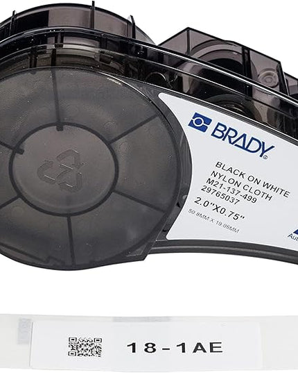 Brady Authentic (M21-137-499) Pre-Sized High-Adhesion Nylon Labels for Equipment, General ID, Lab, Wire/Cable, Black on White Material - Designed for M210, M210-LAB, M211 Printers, 0.75 in H x 2 in W