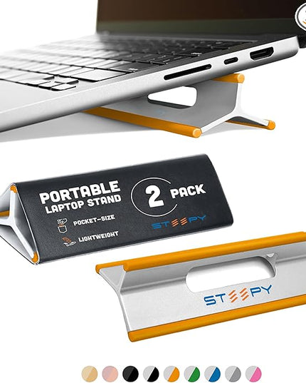 Steepy Portable Laptop Stand for Desk – Adjustable Height, & Portable Laptop Holder – Ergonomic Computer Stand for Cooling & Comfort – Slip-Proof, Sturdy Design – Universal Fit for 13-17 Inch Devices