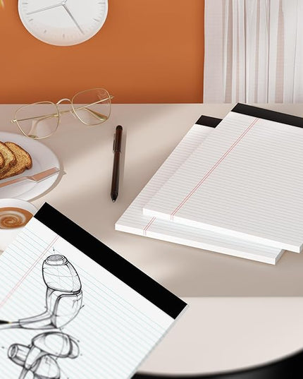 Legal Pads 8.5 x 11 White Note Pads 2 Pack - Double-Sided Printing & Perforated College Ruled Sheets - 30 Sheets Premium Thick Paper, No Ink Bleeding - Good for Office Supplies, Homework, Notes