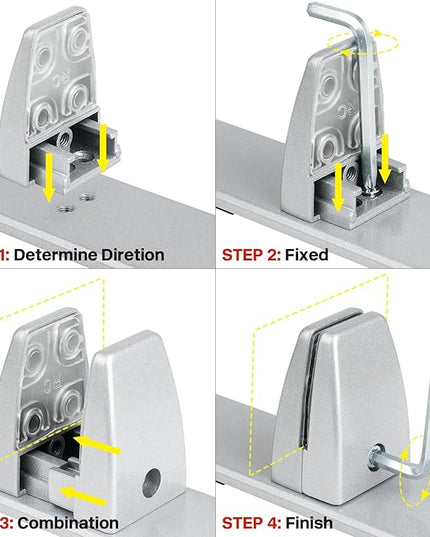 2 Packs Sneeze Guard Clamp Bracket, Sneeze Guard Shield Base for Countertop, Stick On Heavy Duty Auminum Partition Guard Clamp, Panel Support Clamps Stand for Clear Acrylic Desktop Counter Reception