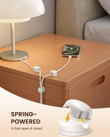 6Pack Rotatable Cord Organizer Cable Clips - Lamicall [1s Lock] Spring Cord Holder, Desk Phone Charger Cable Management, Wire Keeper for Nightstand, Office Accessories & Christmas Home Organizers