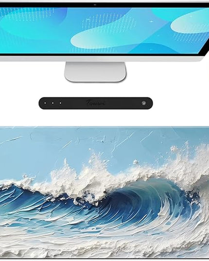 Galdas Gaming Mouse Pad XXL XL Large Long Extended Big Mousepad Non-Slip Rubber Keyboard Desk Pad with Stitched Edges for Laptop Home Office (31.5x11.8x0.08 Inch) … (Painting Waves)