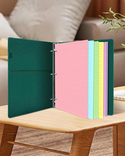 3 Hole Colorful Lined Paper - 100 Sheets/200 Pages Loose Leaf Paper Line Refills, Per Color 20 Sheets, 8.5" x 11"