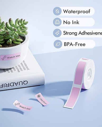 NIIMBOT Label Maker Tape for D11/D110/D101 Label Maker, 12 x 40 mm (0.47'' x 1.57'') for Home Office Labeling Tape Replacement, Pink