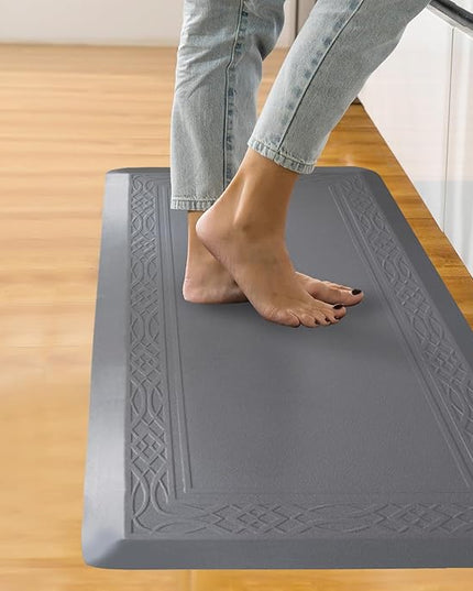 24 x 60 Inch Extra Support Anti Fatigue Comfort Kitchen Mat, Waterproof Long Kitchen Runner, Non-Slip Standing Desk Mat, Commercial Pads for Offices, Home, Garages (Bordeaux Grey, 24'' x 60'')