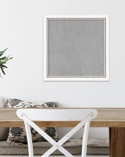 Amanti Art White Framed Magnetic Board 18x18 Small Vision Board for use with Magnets, 100% Metal Sheet to Display Items as Office Decor or for Home Organization in mudroom, Kitchen or Kids Room