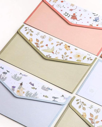 64 Pcs Stationery Paper Envelopes Set Includes 42 Lined Writing Paper & 21 Envelopes with 48 Colorful Round Dot Stickers, Cute Vintage Floral Letter Writing and Stationery Paper Envelopes(7Style)