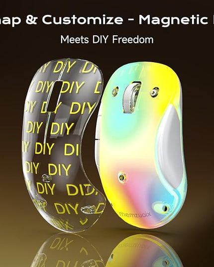 memzuoix 2.4G LED Wireless Mouse, Rechargeable Ergonomic Mouse with Detachable Cover, 1400 DPI Portable Optical Computer Mouse with USB Receiver for Laptop, PC, Desktop and MacBook, 5 Buttons-Yellow