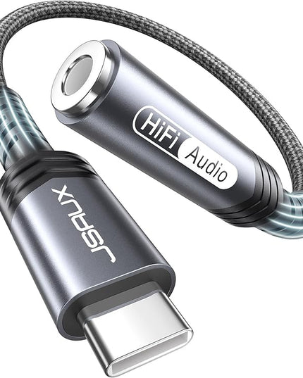 JSAUX USB Type C to 3.5mm Female Headphone Jack Adapter, USB C to Aux Audio Dongle Cable Cord Compatible with iPhone 17 Pro Max/16 Pro/15, Samsung Galaxy S24/S23/S22 Ultra, iPad Pro, Pixel 9/8 Grey