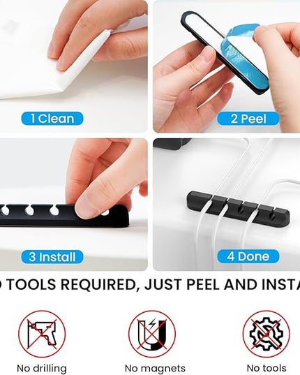 AhaStyle Cable Clips, 3 Pack Cord Holders Cable Organizer Self Adhesive Cord Keeper for Desktop Organizing USB Cable/Nightstand Power Cord/Mouse Cable/Wire PC/Cord Clips for Home Office and Car