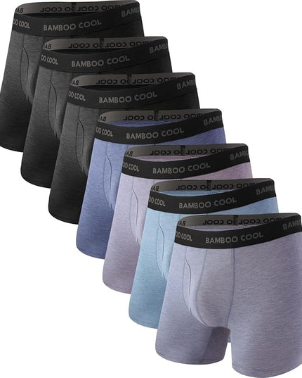 BAMBOO COOL Men's Ultra Breathable Underwear,No Riding Up Boxer Briefs with ComfortFlexible Waistband,Multipack