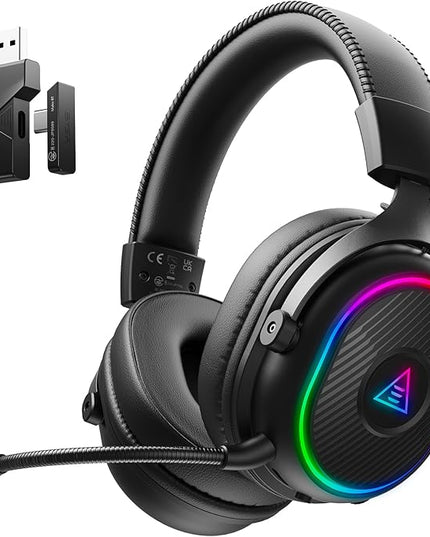 EKSA 2.4GHz Wireless Gaming Headset for PS5,PS4,PC,Switch,Mobile,Mac, Bluetooth Gaming Headphones with Detachable Microphone, RGB, 30ms Latency, 50H Battery, Stereo Sound Headset for Xbox