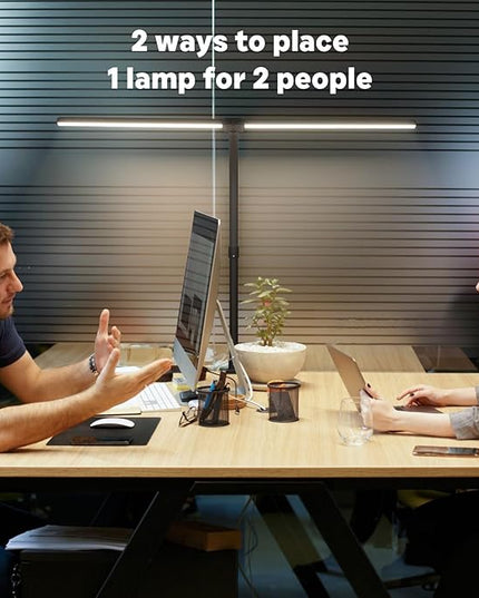 LED Desk Lamp for Home Office, 24W Computer Desk Light with Remote Control, Bright Table Lamp with Clamp Dimmable Tall Desktop Lighting with Bendable Gooseneck, Double Head, Black