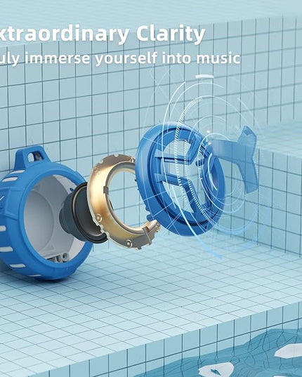 EBODA Shower Bluetooth Waterproof Speaker, IPX7 Floating Portable Wireless Small Speakers with Light, 24H Playtime for Beach, Pool, Kayak Accessories, Gifts for Men and women -Coral Blue