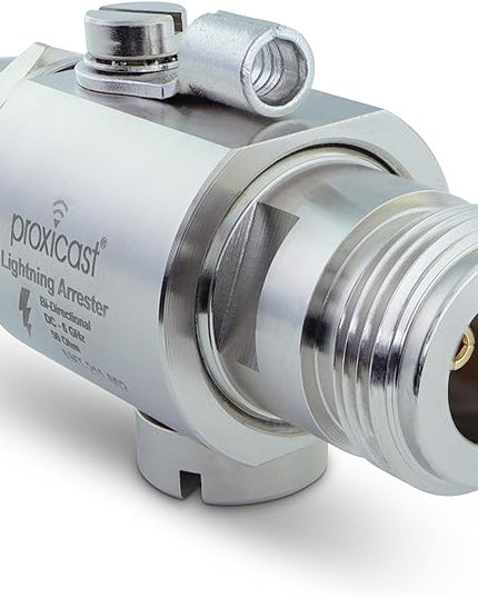 Proxicast Coaxial Lightning Arrester for 0 to 6 GHz (N-Female/N-Female) - Pro-Grade 230V Antenna Lightning Protector for 4G, LTE, 5G, Wi-Fi, 900MHz, Helium, LoRa & Other Outdoor Antennas (ANT-211-002)
