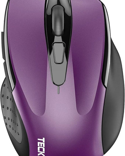 TECKNET Wireless Mouse (2.4G & BT5.0/3.0) Silent 4800 DPI Computer USB A & Bluetooth Mouse 6 Buttons, Wide Compatibility - Purple