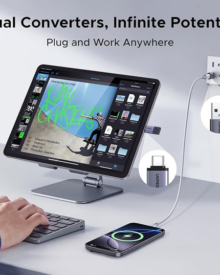 UGREEN USB to USB C Adapter & USB C to USB Adapter Combo 4-Pack, 10Gbps Type C USBC Adapter Compatible with MacBook, iPhone 17/16/15, iPad, Samsung Galaxy, Apple Watch