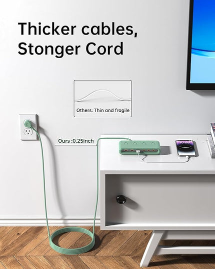 Power Strip with USB Ports 35W, 4 AC Outlets Surge Protector 2500J, 6 Ports PD USB Charger Station, 4.9ft Extension Cord for Home/Office/Travelling Essentials