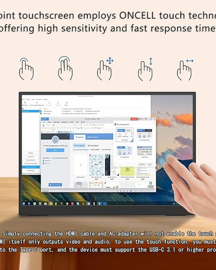 Portable Monitor Touchscreen, 15.6''Laptop Screen Extender, FHD IPS Touch Screen, Travel Monitor with Kickstand & Speaker, HDMI USB C External Monitors for Laptop Phone Computer Xbox Switch