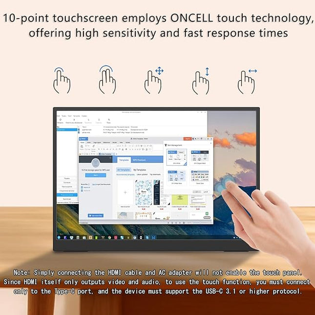 Portable Monitor Touchscreen, 15.6''Laptop Screen Extender, FHD IPS Touch Screen, Travel Monitor with Kickstand & Speaker, HDMI USB C External Monitors for Laptop Phone Computer Xbox Switch
