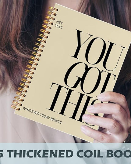 Yhtrg You Got This Inspirational Notebooks Journal, Brown Motivational Spiral Journal Notebook for Women, Brown Motivational Positive Notebooks for Office School Supplies, 5.5x8.3 Inch