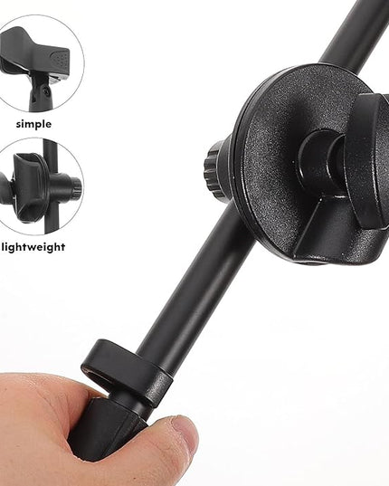 BESPORTBLE Metal Microphone Boom Arm with Dual Mic Clip and Spring Clamp, 350Mm Adjustable Desk Mic Stand Arm for Live Streaming and Recording