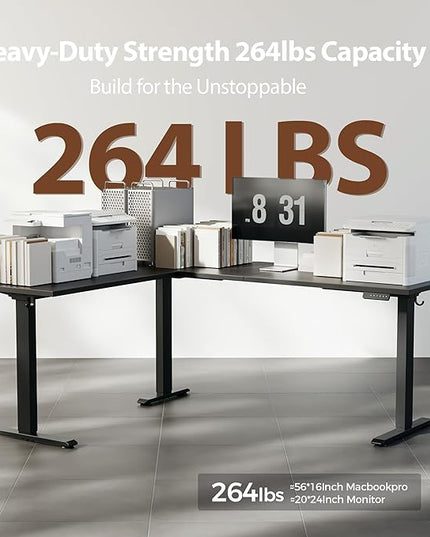 Agilestic Triple Motors 73" x 60" L Shaped Standing Desk, Electric Standing Desk Adjustable Height, Extra Large Desktop Corner Table for Home Office, Gaming Workstation, Splice Board, Black