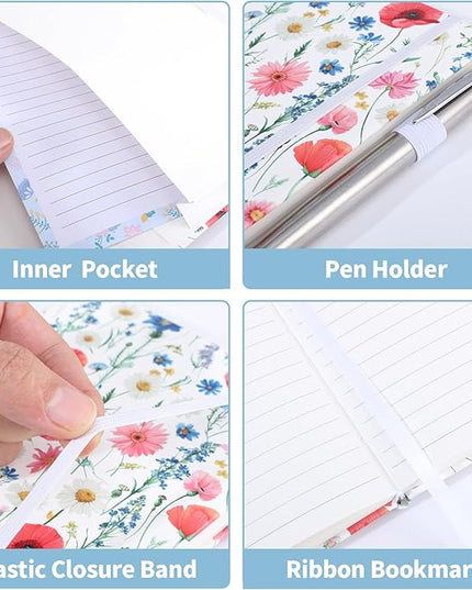 160 Pages Lined Journal Notebook, 5.71" X 8.27" Writing & Journaling Hardcover Executive Notebooks for Student Worker Women Men Notepads Journals for Writing Travel & Organization, Floral