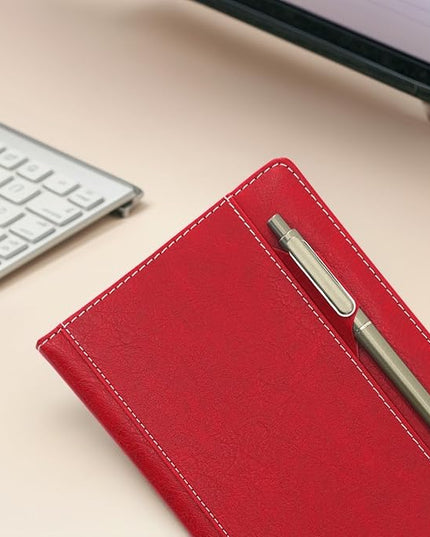 SLFreMint Premium Hardcover Notebook with Pen and Pen Holder Clip, Card Pockets, 240 Pages, College Ruled, 80GSM, Leather Note Book for Work, Study, Diary and Other Scenarios, Suitable Journal for Both Men and Women