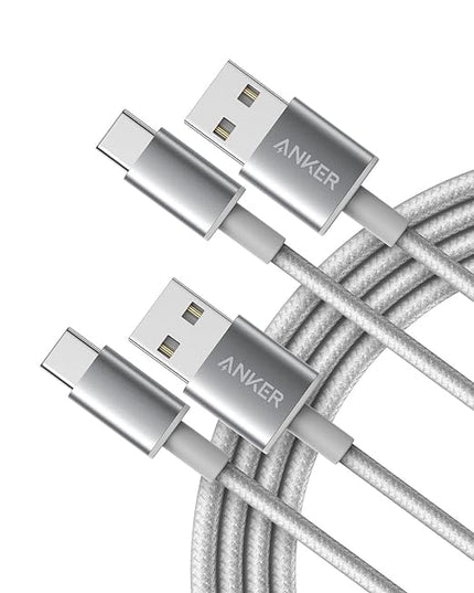 Anker Cable [2 Pack, 6FT], USB A to USB C Cable for iPhone 17 Series,Samsung Galaxy S10 S10+, LG V30, Beats Fit Pro and More (Sliver)