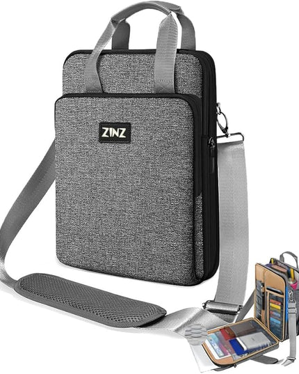 ZINZ 12.3-13 Inch Travel Laptop Shoulder Bag with Expandable Compartment and Valuables Compartment -Gray-Black edge