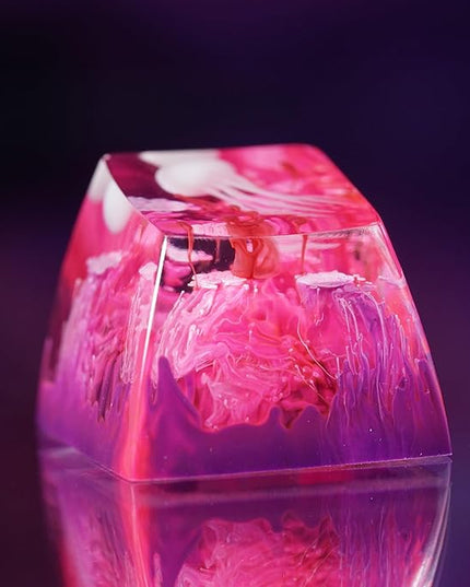 Jellyfish Artisan Keycap Pink Magenta Ocean R1 SA Profile Custom Sea Creature Keycaps 1U ESC Handmade Gaming Sea Resin Key Cap Cherry MX Switch Compatible Mechanical Keyboard Jellyfish Lover Gift
