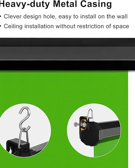 EMART 75 x 79in Retractable Green Screen, Chroma Key Panel Pull Down Auto-Locking and Self-Rewinding, Collapsible Wrinkle-Resistant Chromakey Backdrop for Zoom, Streaming, Photographic Studio