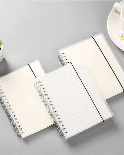 Yansanido 2 Pcs A6 College Ruled Clear Hardcover Spiral Notebooks Journals Planner 5.7 Inch x 4.1 Inch 160 Pages (80 Sheets) Thick Paper (Ruled 2 Pcs)