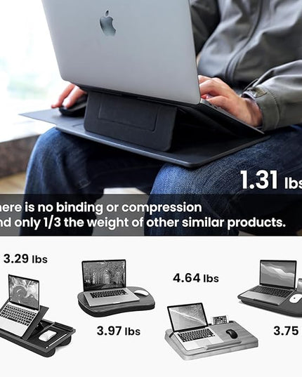 PUNCUBE Portable Lap Desk -Ultra Slim&Compact Laptop Desk in Sleek Design with Retractable Mouse Pad, Adjustable Stand, Expandable Surface, and Heat Protection for Laptops and Tablets (Blonder Brown)