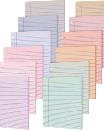 PerKoop 600 Sheets Colored Loose Leaf Paper 8.5" x 11" college ruled Lined 3 Hole Punched notebook Filler Paper for 3 Ring Binders Office School Supplies (Fantasy Color)