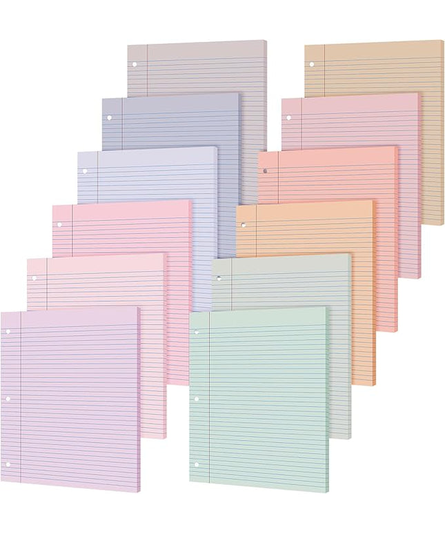 PerKoop 600 Sheets Colored Loose Leaf Paper 8.5" x 11" college ruled Lined 3 Hole Punched notebook Filler Paper for 3 Ring Binders Office School Supplies (Fantasy Color)