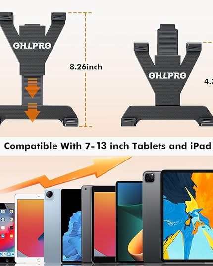 OHLPRO Heavy Duty Drill Base Tablet Holder Car Mount, iPad Mount for Truck Compatible with 7"-13" Tablets, Adjustable Angle, Sturdy Design, Ideal for Cars,Wall, Commercial Vehicles - Includes Screws