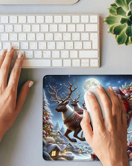 Chrismas Mouse Pad Square Mouse Pads with Stitched Edge, Computer Mousepad with Non-Slip Rubber Base for Computer Laptop Office Desk Accessories 9.5x8 Inches