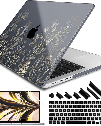DONGKE Case for M5 MacBook Pro 14 inch 2025 2024-2021 M4 M3 M2 M1, Plastic Hard Shell Cover Compatible with A3434 A3112 A3401 A3185 A2992 A2779 A2442, Retina XDR Display & Touch ID, Floral Blooming