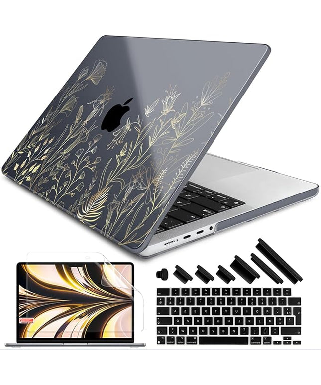 DONGKE Case for M5 MacBook Pro 14 inch 2025 2024-2021 M4 M3 M2 M1, Plastic Hard Shell Cover Compatible with A3434 A3112 A3401 A3185 A2992 A2779 A2442, Retina XDR Display & Touch ID, Floral Blooming
