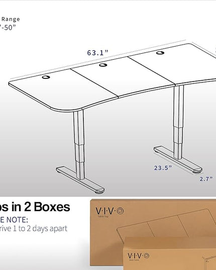 VIVO Electric 63 x 32 in Dual Motor Standing Desk, Memory Height Adjustment, 2B Series, Light Wood Top White Frame, DESK-KIT-2W1C