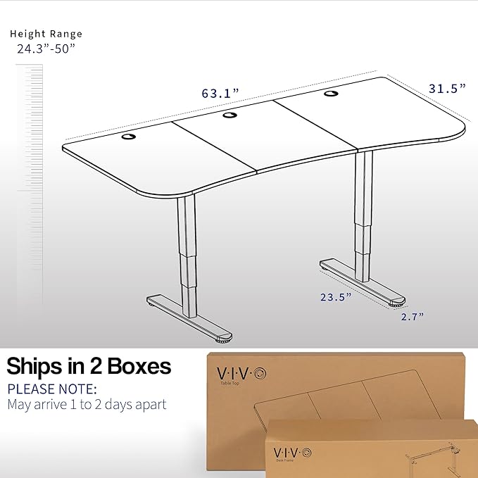 VIVO Electric 63 x 32 in Dual Motor Rustic Standing Desk, Memory Height Adjustment, 2B Series, Vintage Brown Top White Frame, DESK-KIT-2W1N