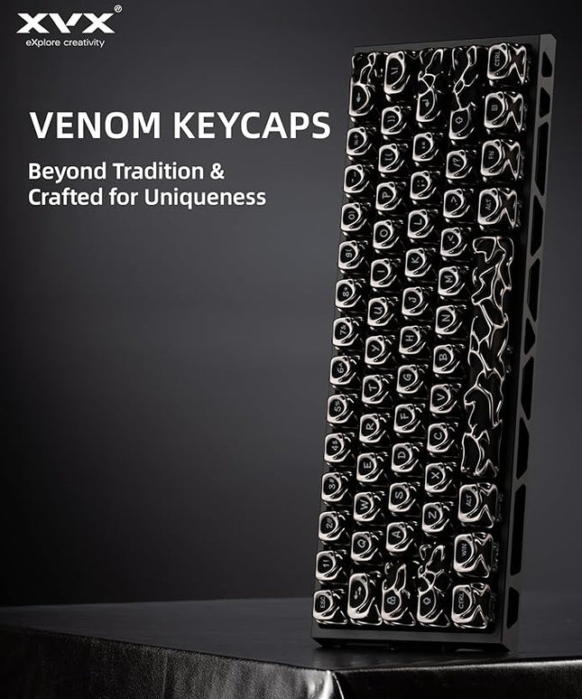 XVX Venom Keycap 60 75 100 Percent, Translucency Keyboard Keycaps w/Hollowed-out Design, ABS+PC Material Keycaps, MOA Profile Keycap, Full 120 Key Set for MX Mechanical Gaming Keyboards (Silver)