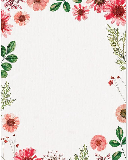 Current Sun Dried Floral Letter Paper - Spring Stationery Papers With Decorative Sun Dried Flowers Border, Printable Holiday, Wedding & Bridal Shower, & Invitation Sheets, Set of 25, 8 1/2" x 11"