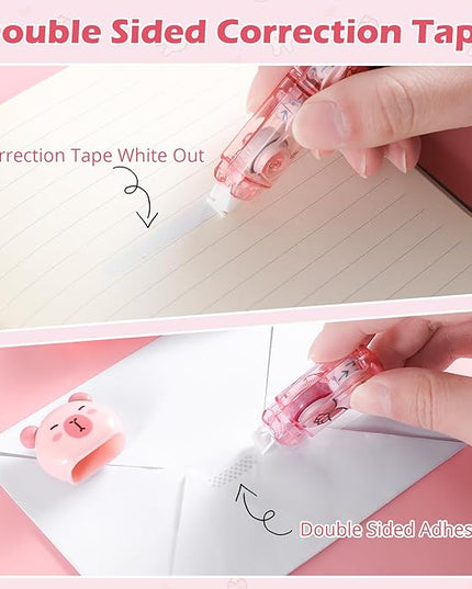 Kogcmeetl 7 Pcs Cute Capybara Stationary Set Kawaii School Supplies Japanese Stationery, Includes Pencil Sharpener, Eraser, Correction Tape, Glue Tape, Sticky Notes, Ruler, for Office School Supplies